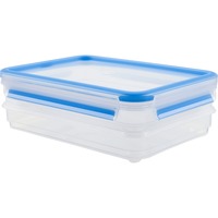 Emsa CLIP & CLOSE Rectangular Caja 0,6 L Azul, Transparente 2 pieza(s) transparente/Azul, Caja, Rectangular, 0,6 L, Azul, Transparente, Polipropileno (PP), Elastómero termoplástico (TPE), Alemania