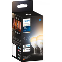 Philips Hue White Ambiance E14 Lámpara Inteligente Forma de Gota Paquete Doble 470 lm, Lámpara LED 