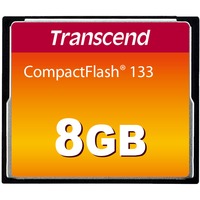 Transcend TS8GCF133 Memorias flash, Tarjeta de memoria negro, 8 GB, CompactFlash, MLC, 50 MB/s, 20 MB/s, Negro