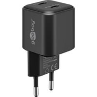 goobay Cargador rápido dual USB-C Nano, PD, GaN, 35 vatios negro