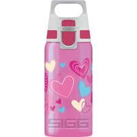 SIGG Viva One Hearts 0,5 L, Botella de agua rosa neón