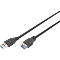 Digitus Cable de extensión USB 3.2 Gen 1, conector USB-A > toma USB-A, Cable alargador negro