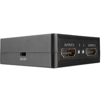 Lindy 38358 divisor de video HDMI 2x HDMI, Splitter HDMI negro, HDMI, 2x HDMI, 3840 x 2160 Pixeles, Negro, Metal, 60,5 mm