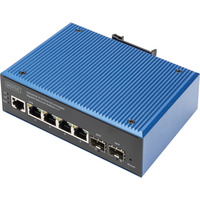 Digitus Switch Gigabit Ethernet PoE gestionado L2 industrial 4+2 puertos, Interruptor/Conmutador 