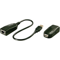Lindy Extensor USB 2.0 Cat.5/6 negro