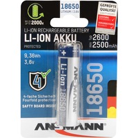 Ansmann Li-Ion Akku 18650 Batería recargable Ión de litio Batería recargable, Ión de litio, 3,6 V, 2600 mAh, 9,36 Wh, Plata