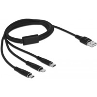 DeLOCK 87155 cable USB 1 m USB 2.0 USB A Micro-USB B/Lightning/Apple 30-pin Negro negro, 1 m, USB A, Micro-USB B/Lightning/Apple 30-pin, USB 2.0, Negro
