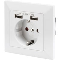 Digitus Enchufe de seguridad empotrado, con 2x USB-A blanco