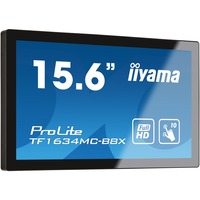 iiyama ProLite TF1634MC-B8X pantalla para PC 39,6 cm (15.6") 1920 x 1080 Pixeles Full HD LED Pantalla táctil Multi-usuario Negro, Pantalla de gran formato negro, 39,6 cm (15.6"), 1920 x 1080 Pixeles, Full HD, LED, Negro