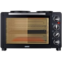 Unold 68885 cocina Cocina independiente Eléctrico Cerámico Negro, Mini horno negro, Cocina independiente, Negro, Giratorio, Negro, Metal, Vidrio