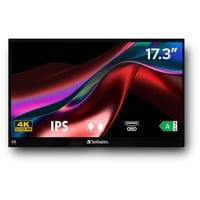 Verbatim 32239 pantalla para PC 43,9 cm (17.3") 3840 x 2160 Pixeles 4K Ultra HD LCD Pantalla táctil Negro, Monitor LED negro, 43,9 cm (17.3"), 3840 x 2160 Pixeles, 4K Ultra HD, LCD, 6 ms, Negro