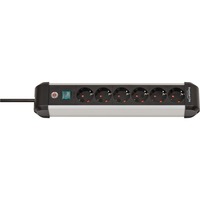Brennenstuhl Regleta Premium-Alu-Line 6 tomas negro/Plateado