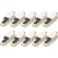 Digitus Conectores de campo CAT.6a STP tapa antipolvo/protección contra dobleces, 10 piezas, Enchufe plateado