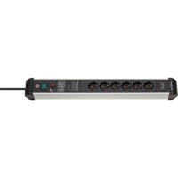 Brennenstuhl Premium-Protect-Line, 6 enchufes, Regleta negro/Plateado