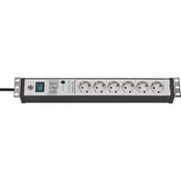 Brennenstuhl Regleta Premium-Line 6 tomas, formato 19" negro/Gris claro