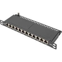 Digitus Panel de parcheo delgado de 10", 12 puertos, Cat.6a, Patch Panel negro