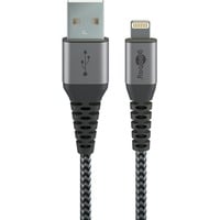 goobay cable adaptador USB 2.0, conector USB-A > conector Lightning gris/Plateado