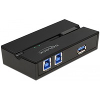 DeLOCK 11495 interruptor automatizado, Conmutador USB 5 Gbit/s, Negro, Plástico, 106 mm, 56 mm, 25 mm