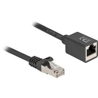 DeLOCK Cable de extensión de red RJ-45 macho > RJ-45 hembra Cat.6a S/FTP, Cable alargador negro