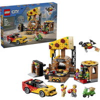 LEGO Experiencia de entrega de pizza en la ciudad con vehículos, Juegos de construcción 