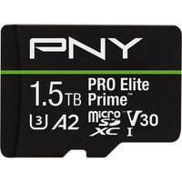 PNY Pro Elite Prime microSD 1,5 TB, Tarjeta de memoria negro/Verde