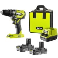 Ryobi ONE+ Taladro atornillador percutor a batería R18PD5-220S, 18Volt, Martillo atornillador verde/Negro