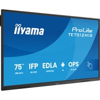 iiyama TE7512MIS-B4AG pantalla de señalización Diseño de quiosco 190,5 cm (75") LCD Wifi 400 cd / m² 4K Ultra HD Negro Pantalla táctil Procesador incorporado Android 24/7, Pantalla de gran formato negro (mate), Diseño de quiosco, 190,5 cm (75"), LCD, 3840 x 2160 Pixeles, Wifi, 24/7