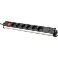 Digitus Regleta de enchufes de oficina 6 tomas, 3x USB plateado/Negro