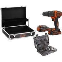 BLACK+DECKER Taladro atornillador percutor inalámbrico BDCHD18B2FC, 18 voltios, Martillo atornillador negro/Naranja