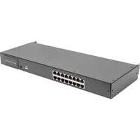 Digitus Conmutador KVM CAT 5 de 16 puertos, Switch KVM negro