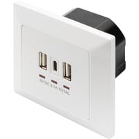 Digitus Enchufe empotrado, con puertos USB A y USB-C blanco