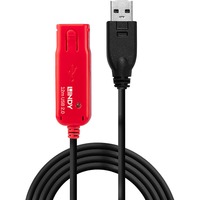 Lindy 42782 cable USB 12 m USB 2.0 USB A Negro, Cable alargador negro/Rojo, 12 m, USB A, USB A, USB 2.0, 480 Mbit/s, Negro
