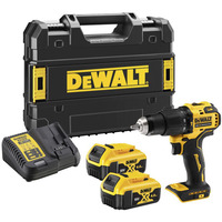 DEWALT Taladro atornillador percutor inalámbrico DCD709M2T-QW, 18 Voltios, Martillo atornillador amarillo/Negro