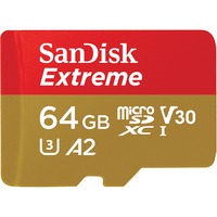 SanDisk Extreme 64 GB MicroSDXC UHS-I Clase 10, Tarjeta de memoria 64 GB, MicroSDXC, Clase 10, UHS-I, 160 MB/s, 60 MB/s