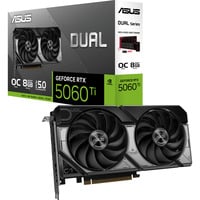 ASUS Dual -RTX5060TI-O8G NVIDIA GeForce RTX 5060 Ti 8 GB GDDR7, Tarjeta gráfica negro, GeForce RTX 5060 Ti, 8 GB, GDDR7, 128 bit, 7680 x 4320 Pixeles, PCI Express 5.0