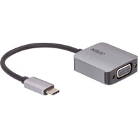 ATEN Adaptador de USB-C a VGA gris/Negro, USB Tipo C, VGA (D-Sub), Macho, Hembra, Derecho, Derecho