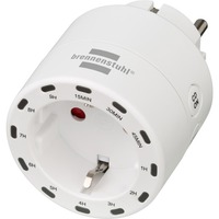 Brennenstuhl Enchufe temporizador Brenn Countdown, Toma de corriente con interruptor blanco