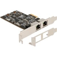 DeLOCK Tarjeta PCI Express x2 a 2 x RJ45 2,5 Gigabit, Adaptador de red 