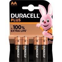 Duracell Plus 100 Batería de un solo uso AA Alcalino Batería de un solo uso, AA, Alcalino, 1,5 V, 4 pieza(s), Multicolor
