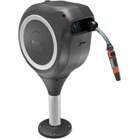 GARDENA Caja enrolladora para terraza RollUp S, 15 metros, Soporte para manguera gris/blanco