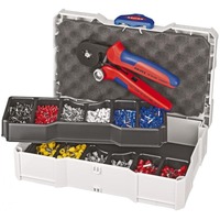 KNIPEX Pinza de engaste con juego de engaste para terminales de cable, Crimpadora rojo/Azul