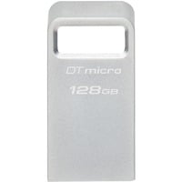 Kingston DataTraveler Micro unidad flash USB 128 GB USB tipo A 3.2 Gen 1 (3.1 Gen 1) Plata, Lápiz USB plateado, 128 GB, USB tipo A, 3.2 Gen 1 (3.1 Gen 1), 200 MB/s, Sin tapa, Plata