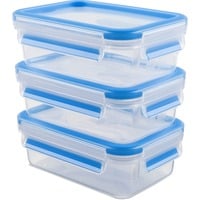 Emsa 508570 recipiente de almacenar comida Rectangular Caja 0,55 L Transparente 3 pieza(s) transparente/Azul, Caja, Rectangular, 0,55 L, Transparente, Elastómero termoplástico (TPE), Alemania