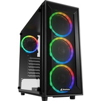 Sharkoon TG4M RGB Negro, Cajas de torre negro, PC, Negro, ATX, micro ATX, Mini-ITX, Juego, Multi, Ventiladores de la caja