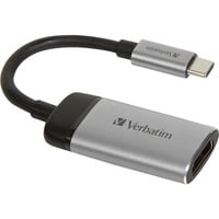 Verbatim 49143 adaptador de cable de vídeo 0,1 m USB Tipo C HDMI Negro, Plata plateado/Negro, 0,1 m, USB Tipo C, HDMI, Macho, Hembra, Derecho