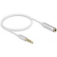DeLOCK 66072 cable de audio 0,5 m 3,5mm Plata, Blanco, Cable alargador blanco/Plateado, 3,5mm, Macho, 3,5mm, Hembra, 0,5 m, Plata, Blanco