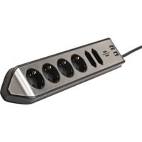 Brennenstuhl Regleta de enchufes estilo Eck 6 tomas negro/Acero fino