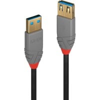 Lindy 36762 cable USB USB 3.2 Gen 1 (3.1 Gen 1) 2 m USB A 5 Gbit/s Negro, Cable alargador negro/Gris, 2 m, USB A, USB A, USB 3.2 Gen 1 (3.1 Gen 1), 5 Gbit/s, Negro