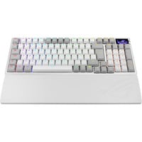 ASUS ROG Azoth 96 HE, Teclado para gaming blanco, Inalámbrico y alámbrico, USB + RF Wireless + Bluetooth, Magnetic-mechanical key switch, QWERTZ, LED RGB, Blanco