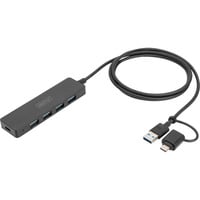 Digitus Hub USB 3.0 de 4 puertos línea delgada negro
